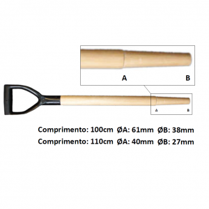 Cabos para pá com asa plástica