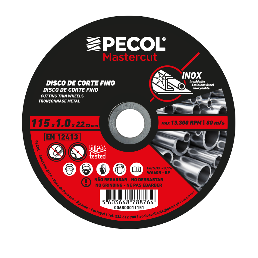 Disco de Corte Fino Inox Mastercut - Pecol