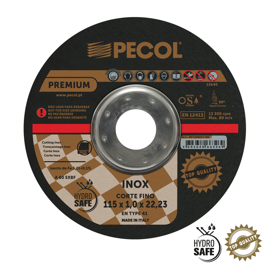 Disco de Corte Fino Inox Premium - Pecol