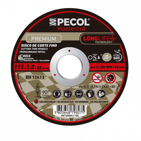 Disco de Corte Fino Inox Premium Long Life - Pecol