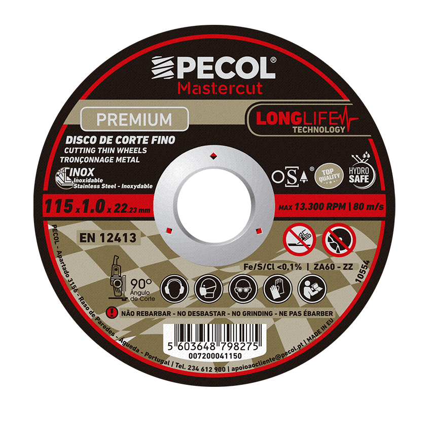 Disco de Corte Fino Inox Premium Long Life - Pecol