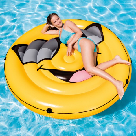 Colchão Insuflável Redondo  - Emoji Óculos de Sol Para Duas Pessoas - 173x27cm 
 - INTEX - Image 3