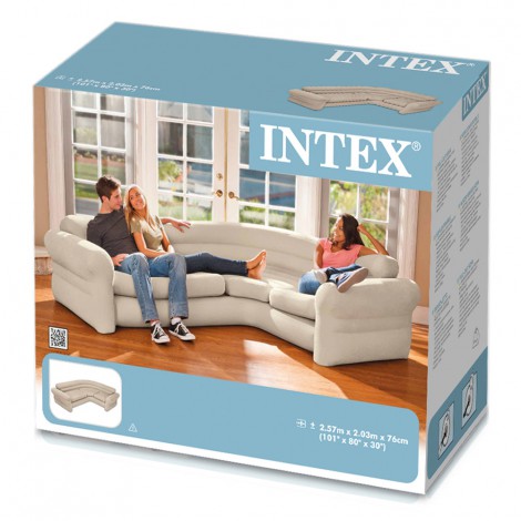 Sofá de Canto Insuflável  257x203x76cm - Cor Creme - INTEX - Image 3