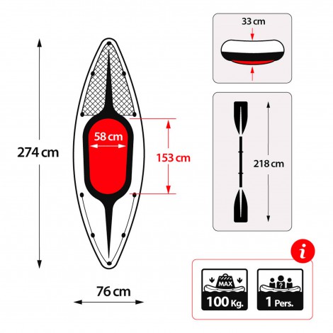 Kayak Insuflável  Challenger K1 & 1 Remo - 274x76x33cm
 - INTEX - Image 5