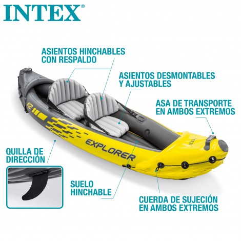 Kayak Insuflável  Explorer K2 & 2 Remos - 312x91x51cm  - INTEX - Image 5