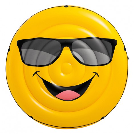 Colchão Insuflável Redondo  - Emoji Óculos de Sol Para Duas Pessoas - 173x27cm 
 - INTEX