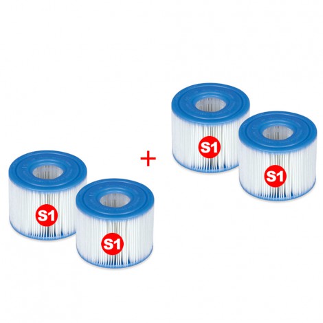 Pack 4 Filtros SPA Tipo S1-altura 7,5cm e Diãm. 10,8/4cm 
 - INTEX