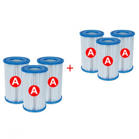 Pack 6 Filtros  Tipo A: Altura 20,2cm & 10,8/5cm Diãm
 - INTEX