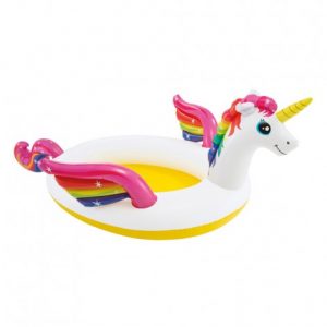 Pisicna Insuflável Infantil  - Forma de Unicórnio com Pulverizador - 193x272x104cm - 151litros
 - INTEX
