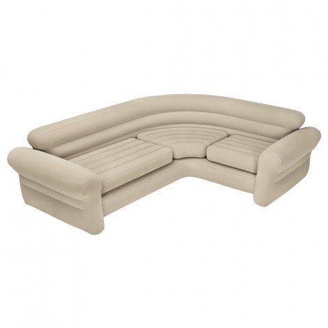 Sofá de Canto Insuflável  257x203x76cm - Cor Creme - INTEX