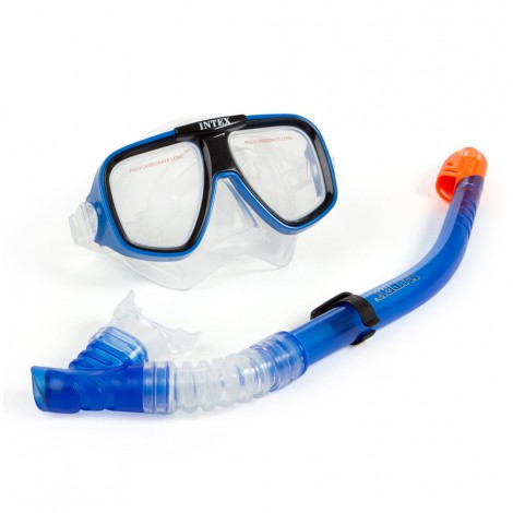 Tubo e Máscara de Mergulho  Policarbonato Reef Rider+8a
 - INTEX