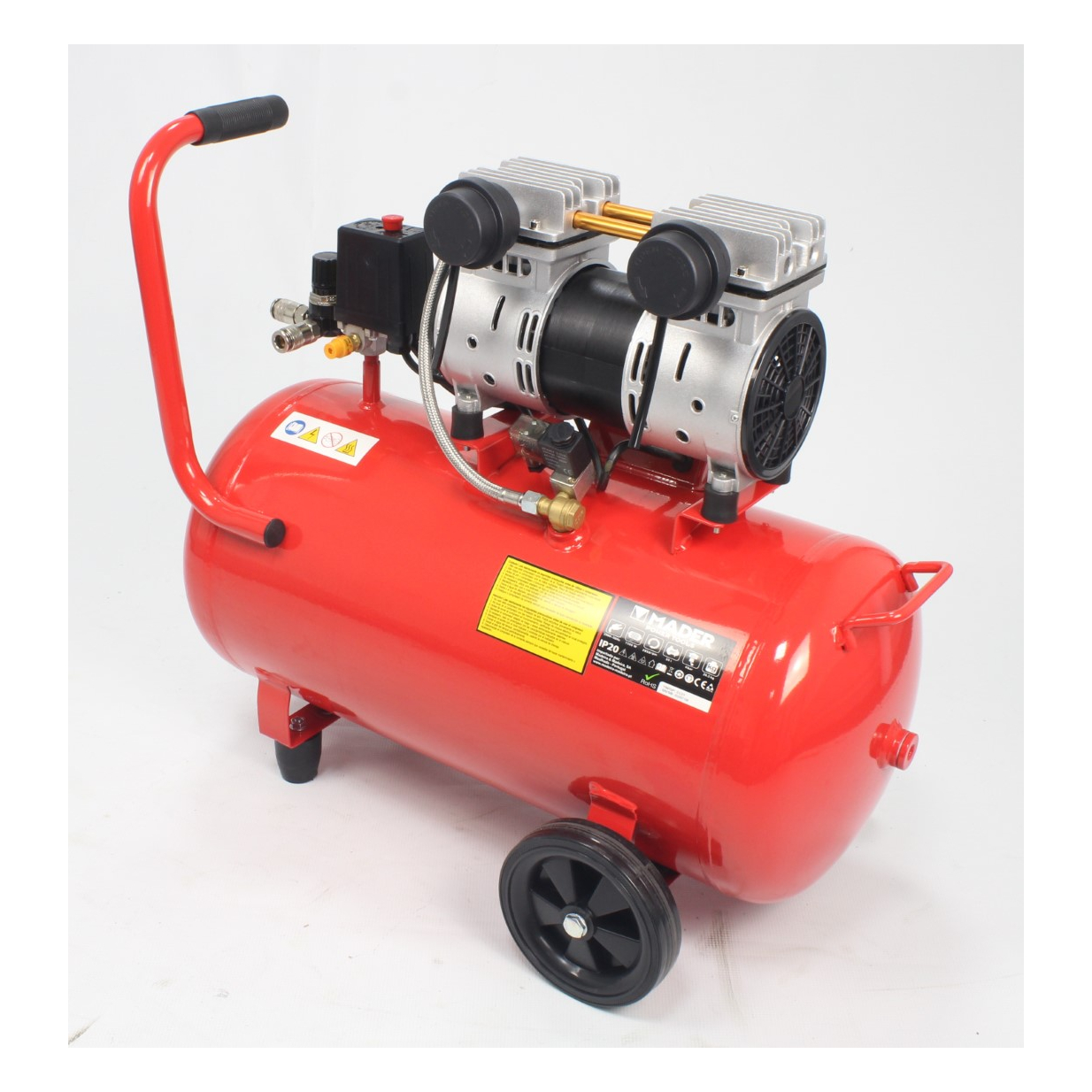 Compressor de Ar, Silencioso, Cabeça Dupla, 1HP, 50L - Mader - Image 4