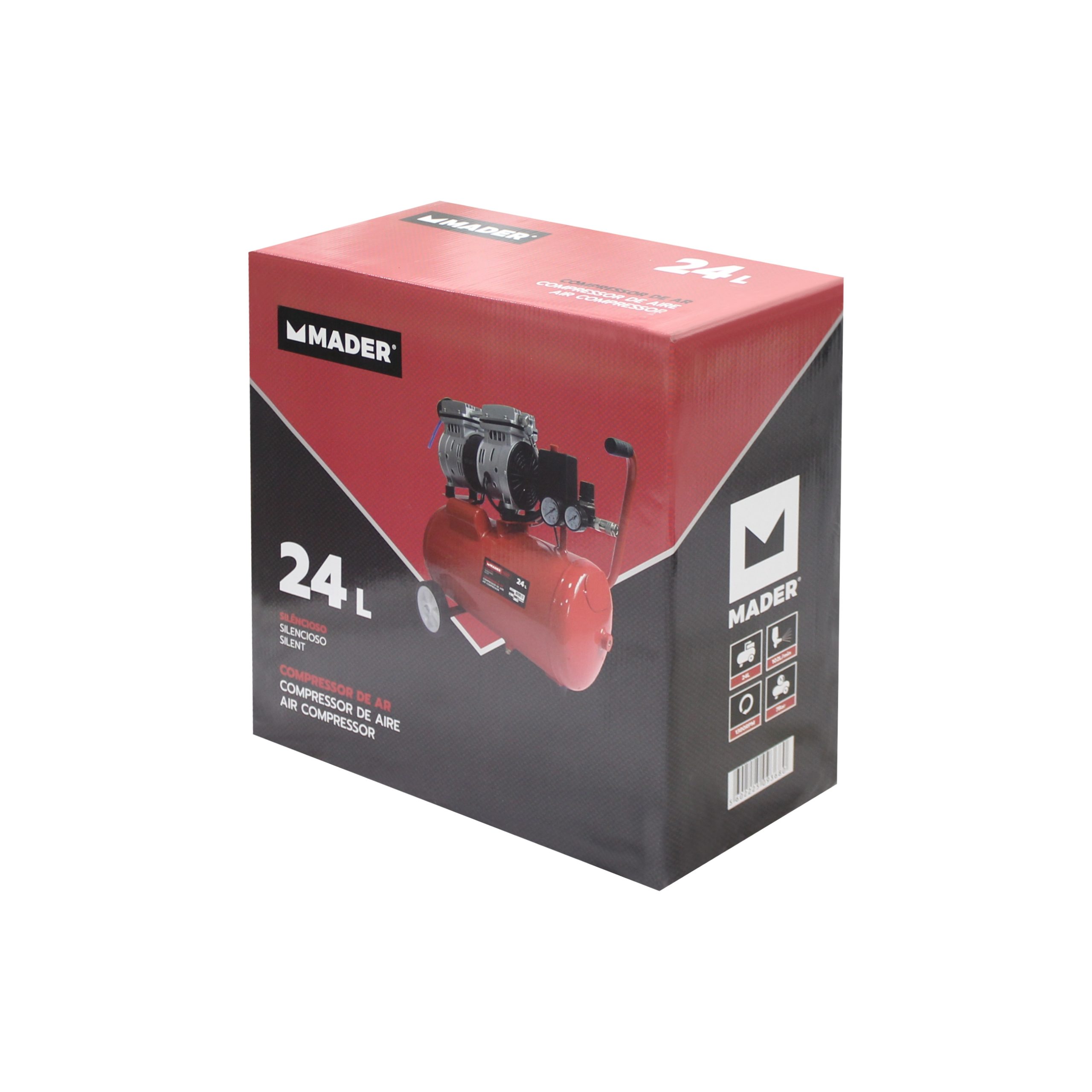 Compressor de Ar, Monobloco, 24L, 0.75HP, Silencioso - Mader - Image 5