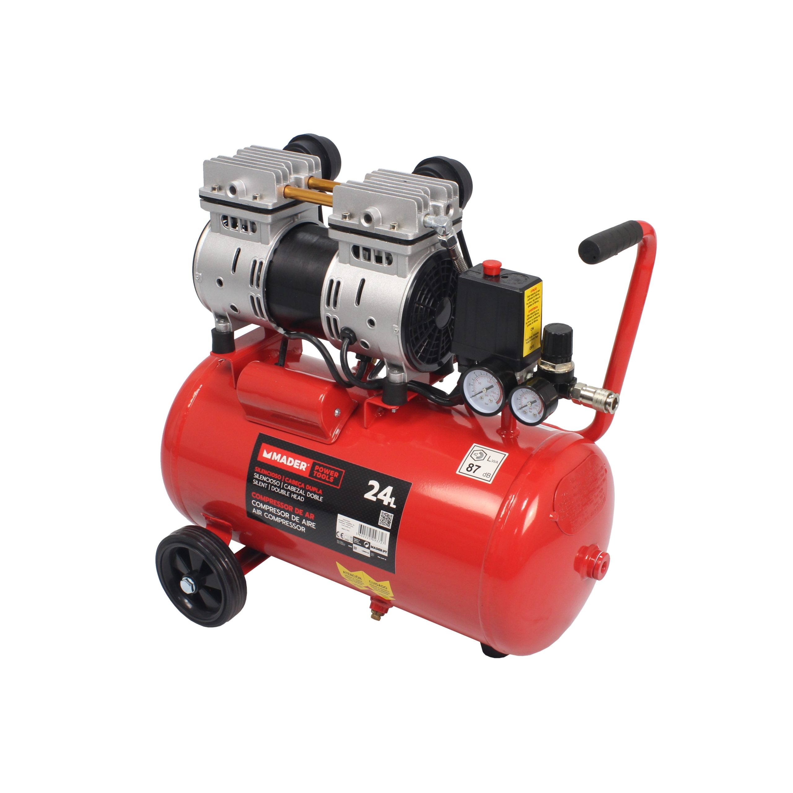 Compressor de Ar, Monobloco, 24L, 2HP, Cabeça Dupla - Mader