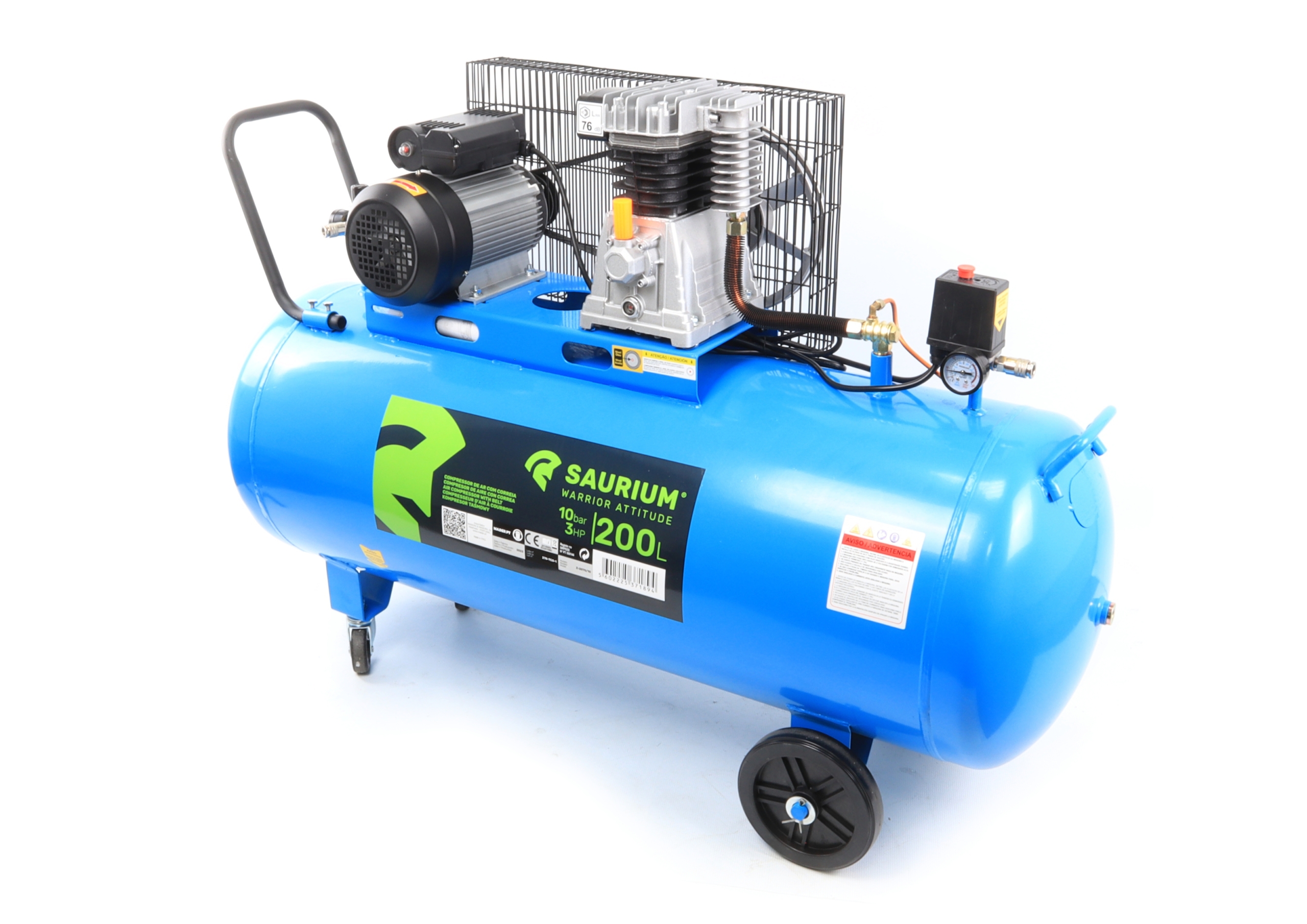 Compressor de Ar, Correia, 200L, 3hp, 10Bar - Saurium - Image 6