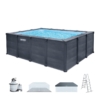 Piscina removível retangular Graphite Gray Panel 10.091 litros com estação de tratamento - 26396NP - Intex