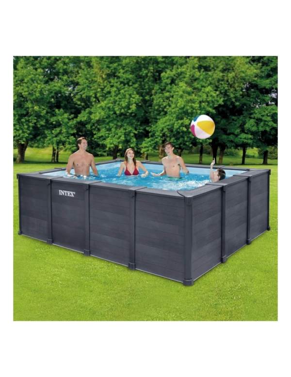 Piscina removível retangular Graphite Gray Panel 10.091 litros com estação de tratamento - 26396NP - Intex - Image 2