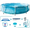 Pacote Poupança Piscina Circular Armação Metálica Ø305x76 cm 6 acessórios - 4.485 litros - 202 - Intex